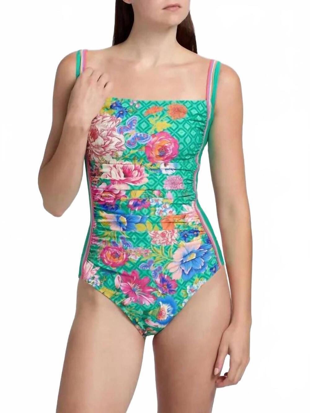 NEW JOHNNY WAS marilyn ruched one piece in sweetspire